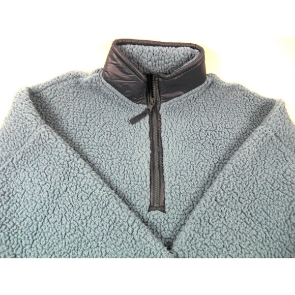 Blue Men's Fleece Half Zip Pullover Sweatshirt Size Large Side Pockets - Picture 2 of 6